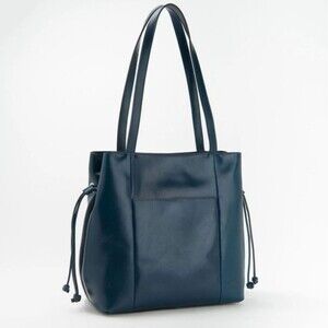 Patricia Nash Everton Slouchy Tote Leather Purse Lapis Blue 15" Handbag